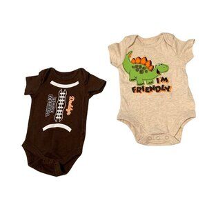 Garanimals Faded Glory Short Sleeve Lot of 2 Bodysuit Boys Infant Baby Newborn F